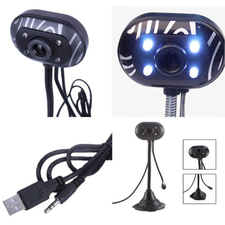 Webcam with gooseneck microphone