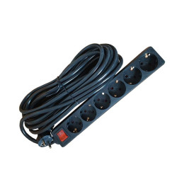 Extension cord 6-way 1.5m 3x1.5mm² with switch black Alien