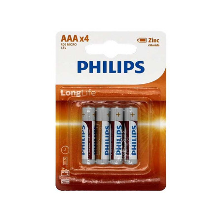 Set of 4 Philips Longlife batteries R3