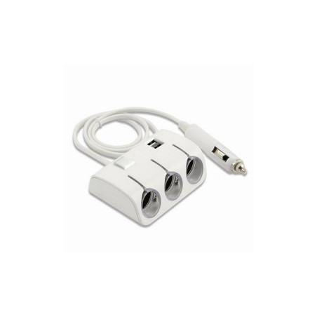 Adapter do gniazda zapalniczki samochodowej x3 z USB biały