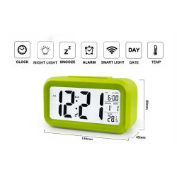 Alarm clock with thermometer green