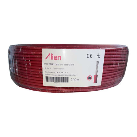 Solar cable 4mm2 copper copper reel 200m red