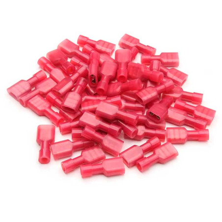 Insulated female connector red 6.3x0.8mm set 100pcs