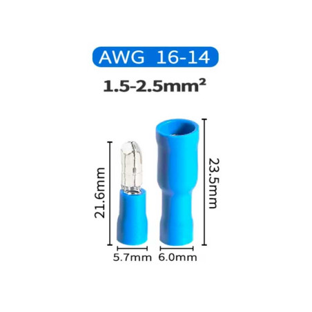 Male bullet connector 4mm blue set 100pcs