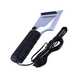 Heated windshield scraper