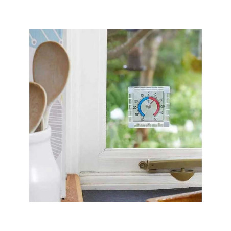 Window-mounted outdoor thermometer