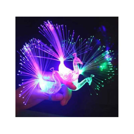 Inel LED fibra optica paun