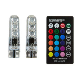 Set of 2 RGB LED car bulbs with remote