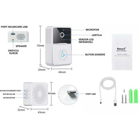 Wi-Fi doorbell with camera and microphone