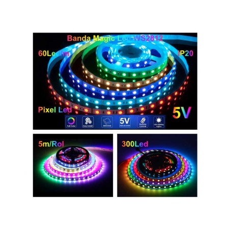 Taśma LED RGB 5050 5V 5m 300LED IP20