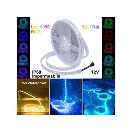 RGB LED strip submersible 5050 12V 5m 300 LEDs IP68