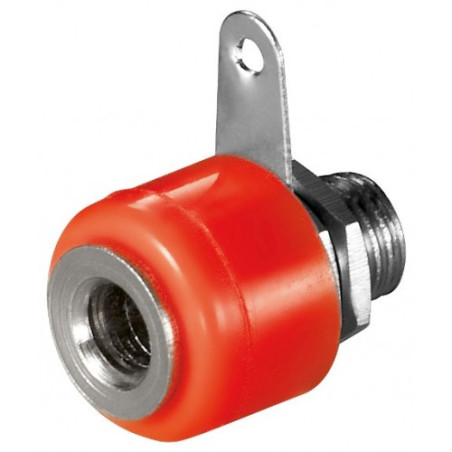 Banana socket female red panel mount