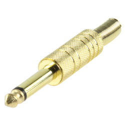 Jack plug 6.3mm mono gold