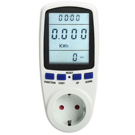 Plug with energy consumption meter digital display