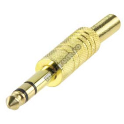 Wtyk jack 6,3mm stereo złoty