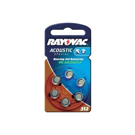 Set of 6 hearing aid batteries Rayovac 312